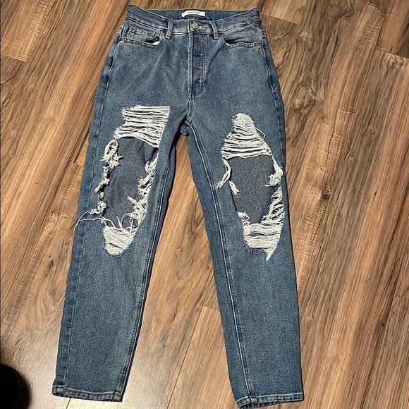 PacSun Women's High Rise Distressed Blue Jeans - Picture 1 of 6